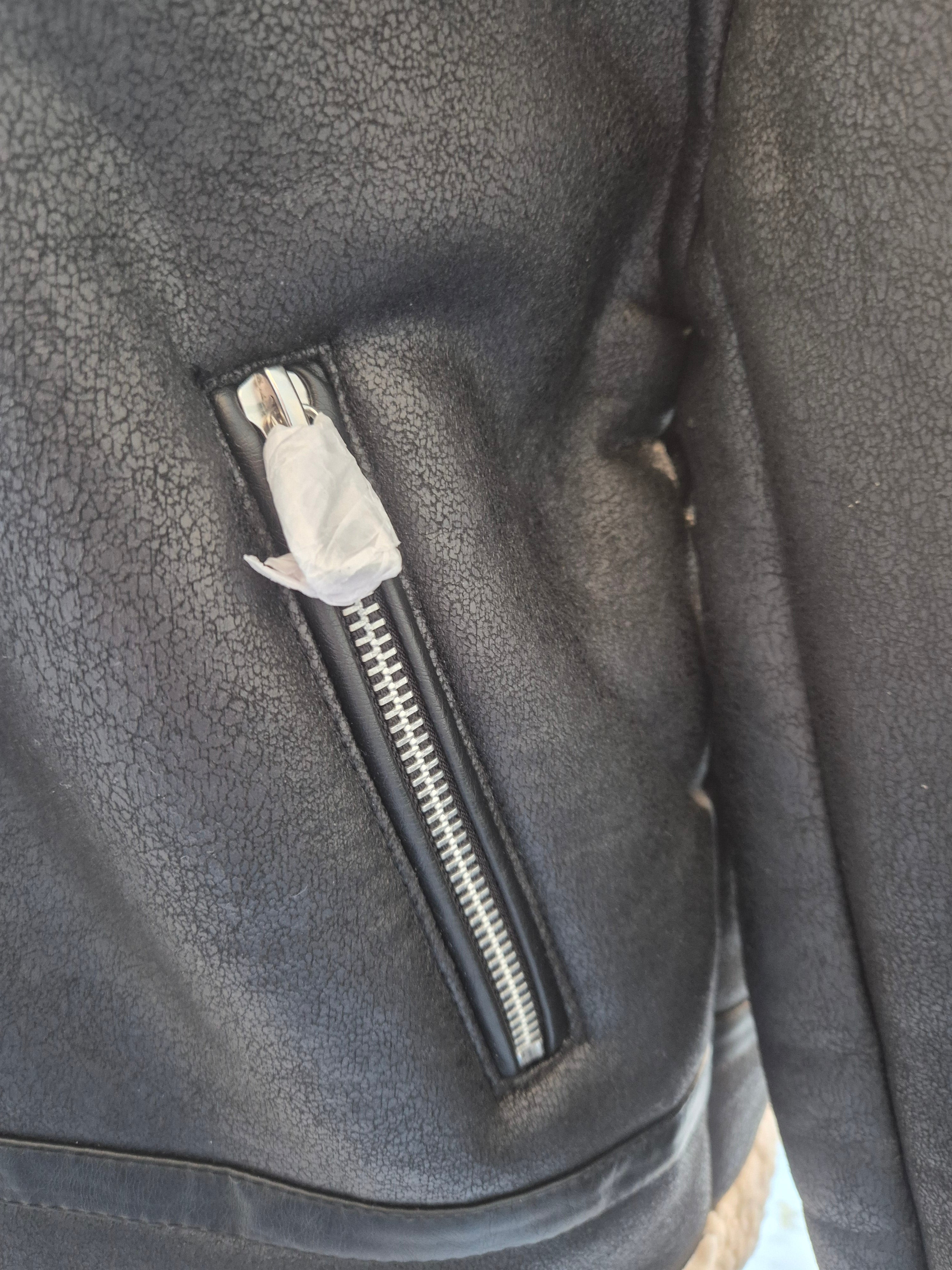 New Look Petite Black Faux Shearling Cropped Aviator Jacket (UK 10) NWT