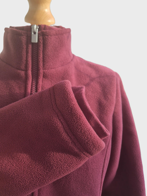 Denim & Co. Double‑Zip Fleece Jumper – Maroon (S) SH