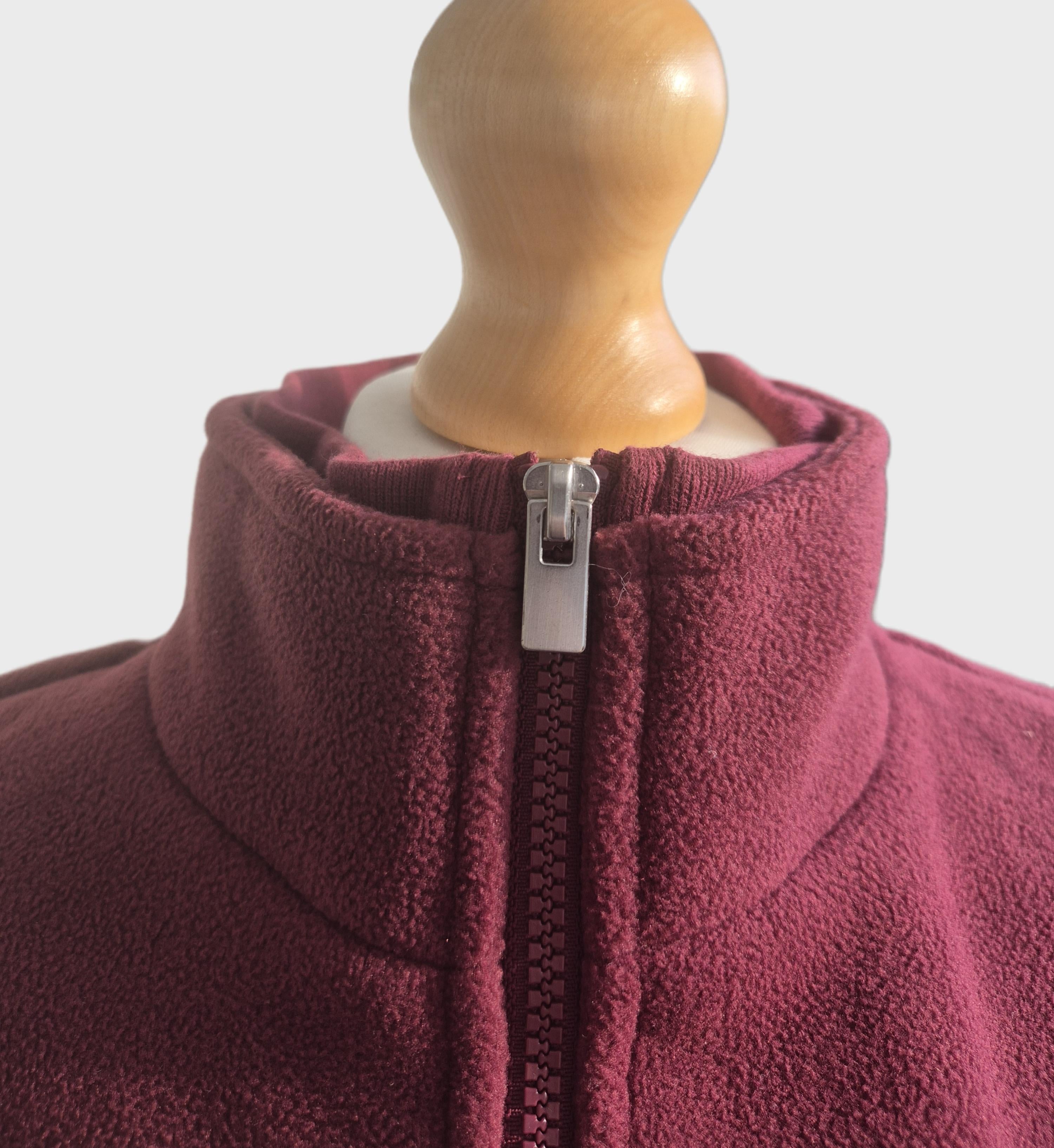 Denim & Co. Double‑Zip Fleece Jumper – Maroon (S) SH