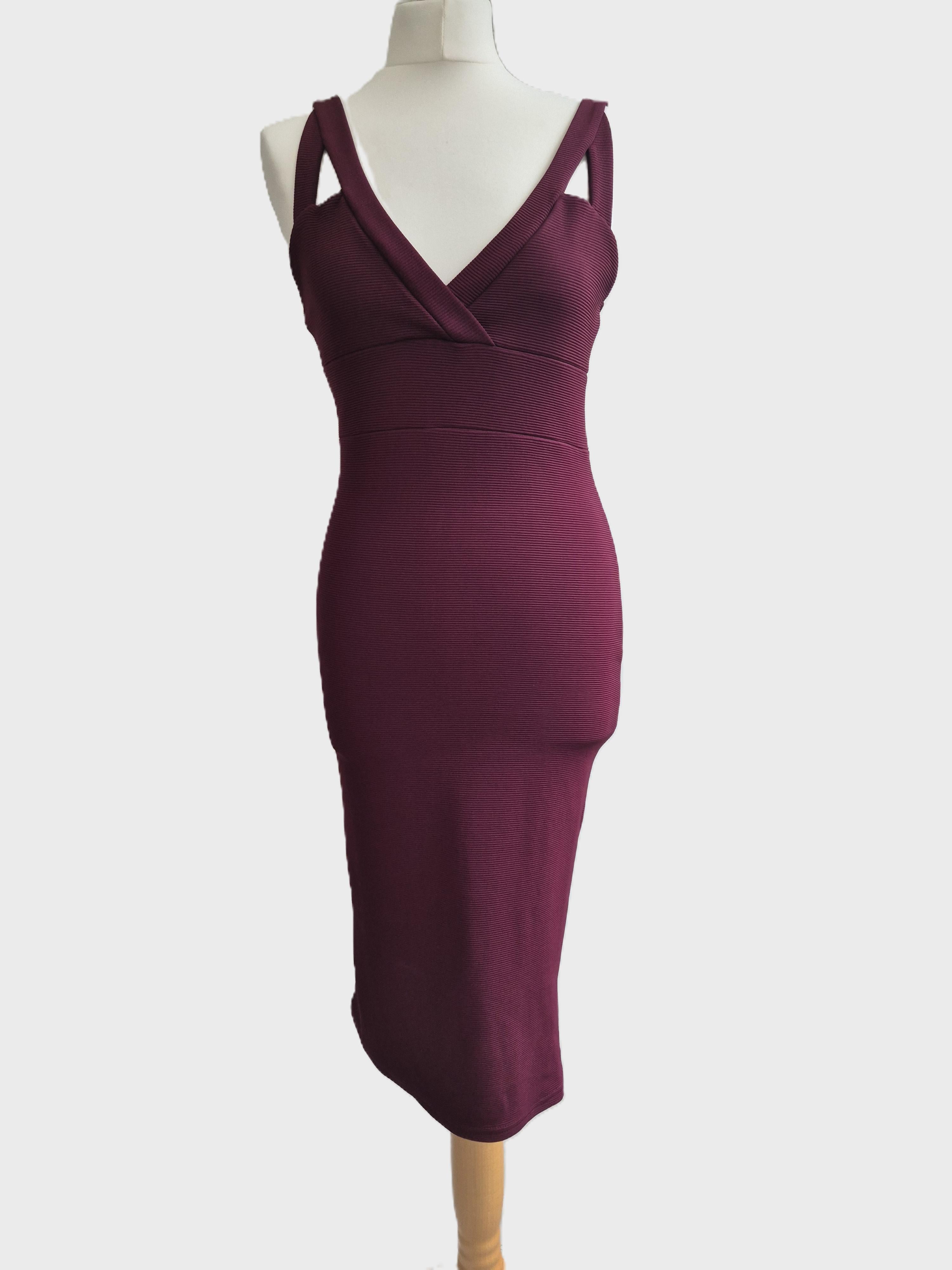 Miss Selfridge Burgundy Bandage Midi Dress (UK 12) NSH