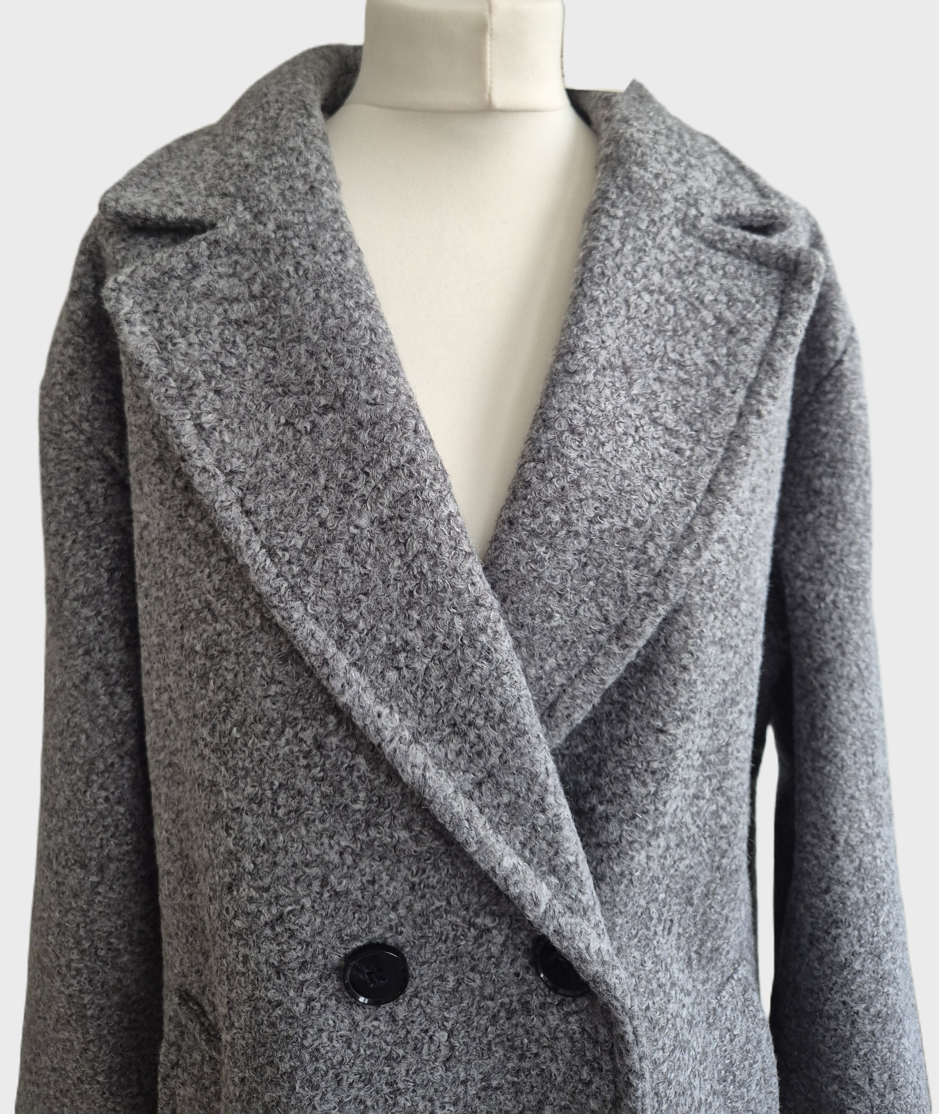 Friends Like These Grey Longline Boucle Tailored Smart Coat (UK 14) NWT